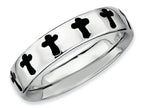 Stackable Expressions Sterling Silver Polished Enameled Cross Stackable Ring
