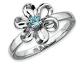 Stackable Expressions Sterling Silver Polished Blue Topaz Flower Stackable Ring