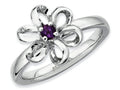Stackable Expressions Sterling Silver Polished Amethyst Flower Stackable Ring