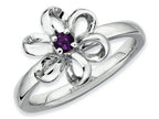 Stackable Expressions Sterling Silver Polished Amethyst Flower Stackable Ring