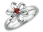 Stackable Expressions Sterling Silver Polished Garnet Flower Stackable Ring