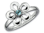 Stackable Expressions Sterling Silver Polished Blue Topaz Flower Stackable Ring