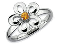 Stackable Expressions Sterling Silver Polished Citrine Flower Stackable Ring