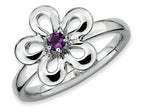 Stackable Expressions Sterling Silver Polished Amethyst Flower Stackable Ring