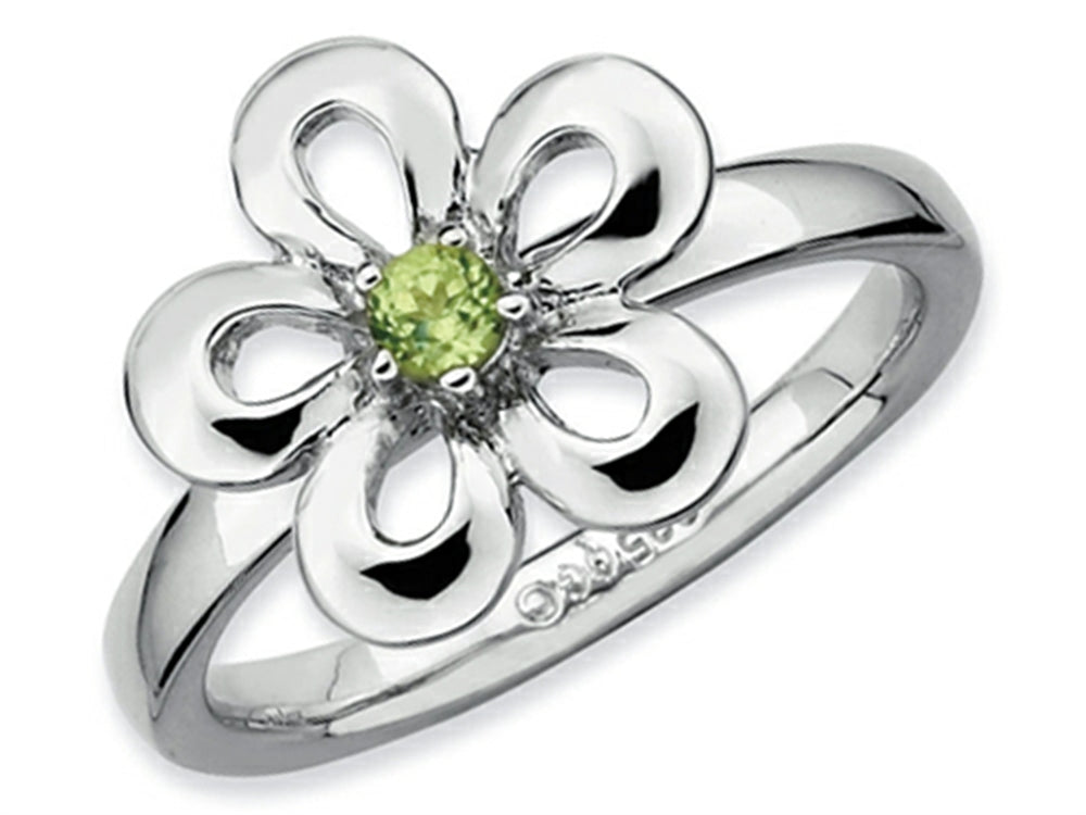 Stackable Expressions Sterling Silver Polished Peridot Flower Stackable Ring