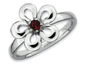 Stackable Expressions Sterling Silver Polished Garnet Flower Stackable Ring