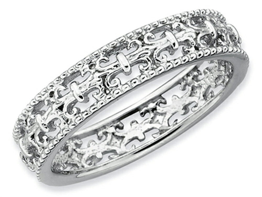 Stackable Expressions Sterling Silver Polished Fleur De Lis Stackable Ring