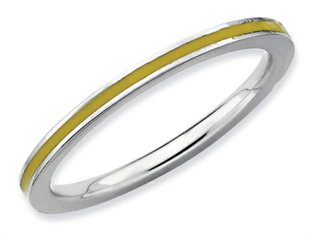 Stackable Expressions Sterling Silver Yellow Enameled 1.5mm Stackable Ring