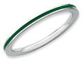 Stackable Expressions Sterling Silver Green Enameled 1.5mm Stackable Ring