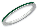 Stackable Expressions Sterling Silver Green Enameled 1.5mm Stackable Ring