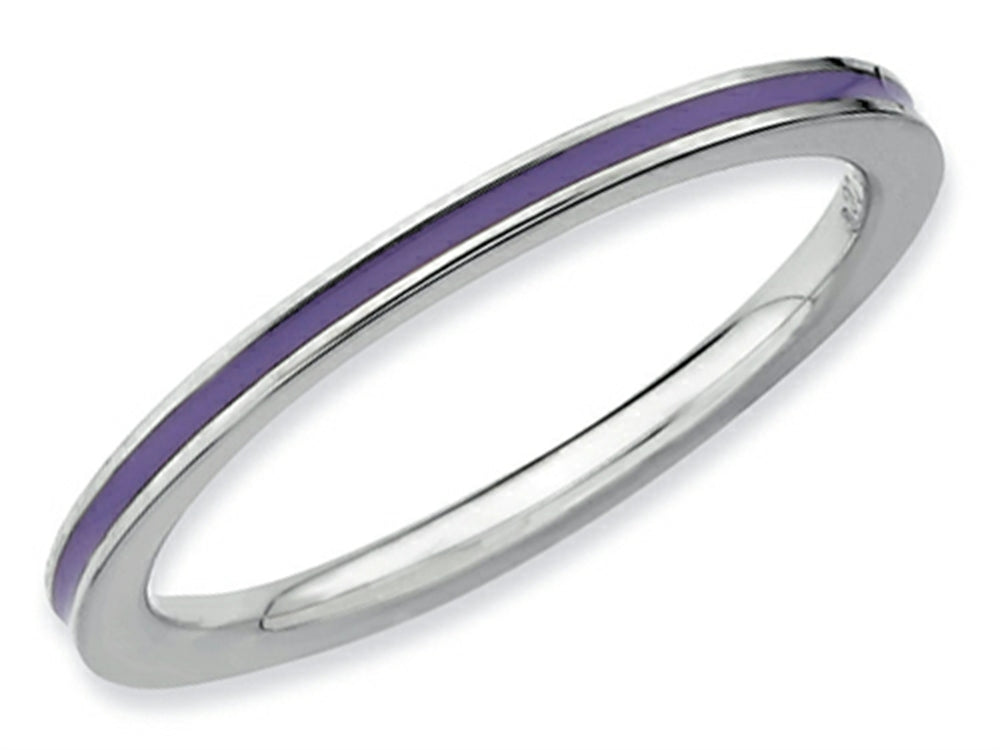 Stackable Expressions Sterling Silver Purple Enameled 1.5mm Stackable Ring