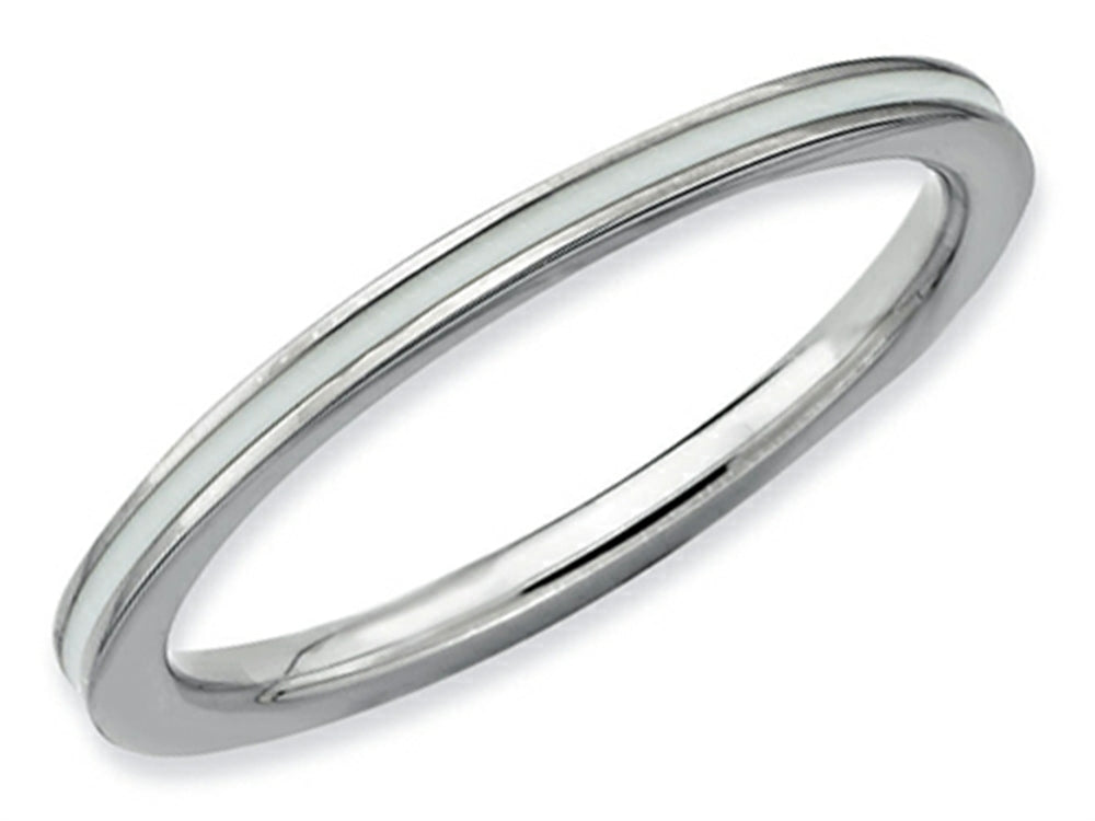 Stackable Expressions Sterling Silver White Enameled 1.5mm Stackable Ring