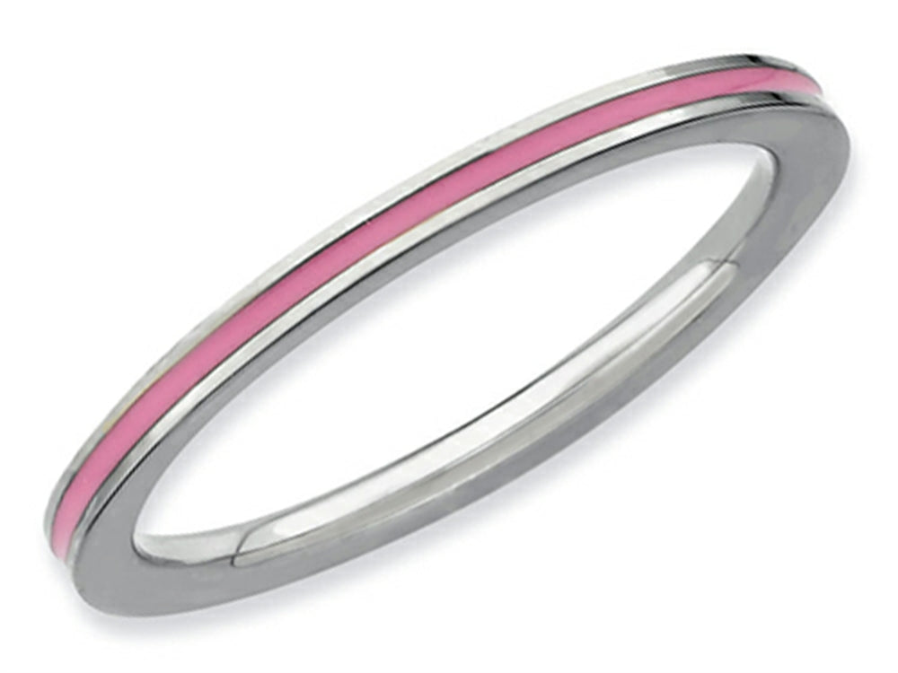 Stackable Expressions Sterling Silver Pink Enameled 1.5mm Stackable Ring