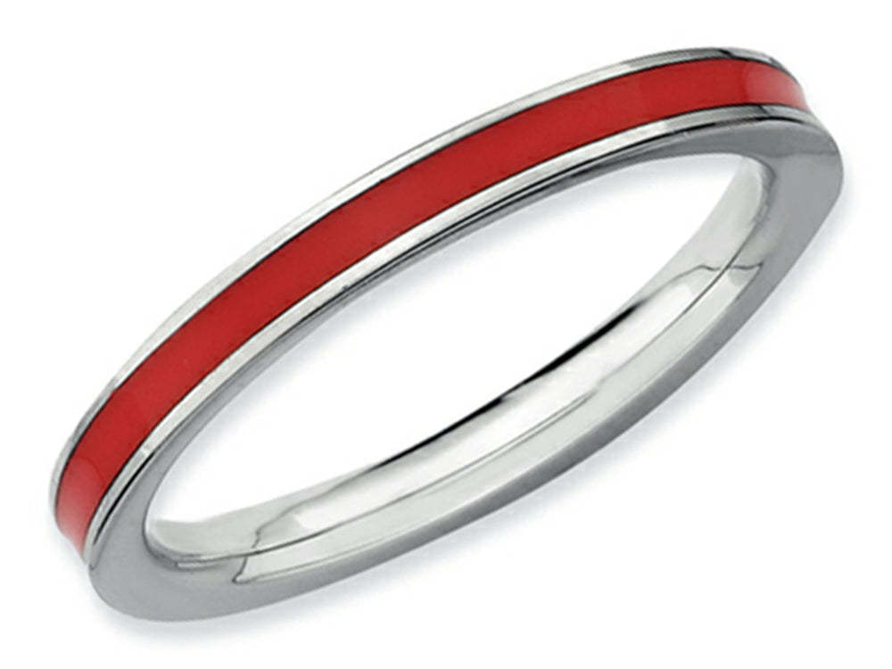Stackable Expressions Sterling Silver Red Enameled 2.25mm Stackable Ring