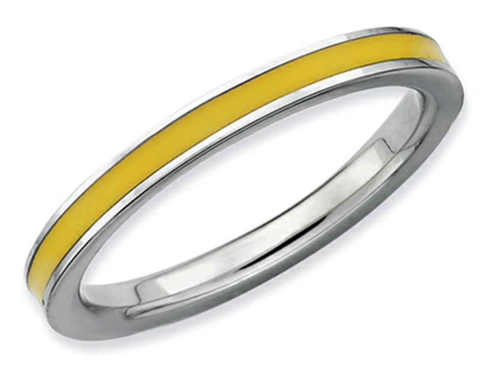 Stackable Expressions Sterling Silver Yellow Enameled 2.25mm Stackable Ring