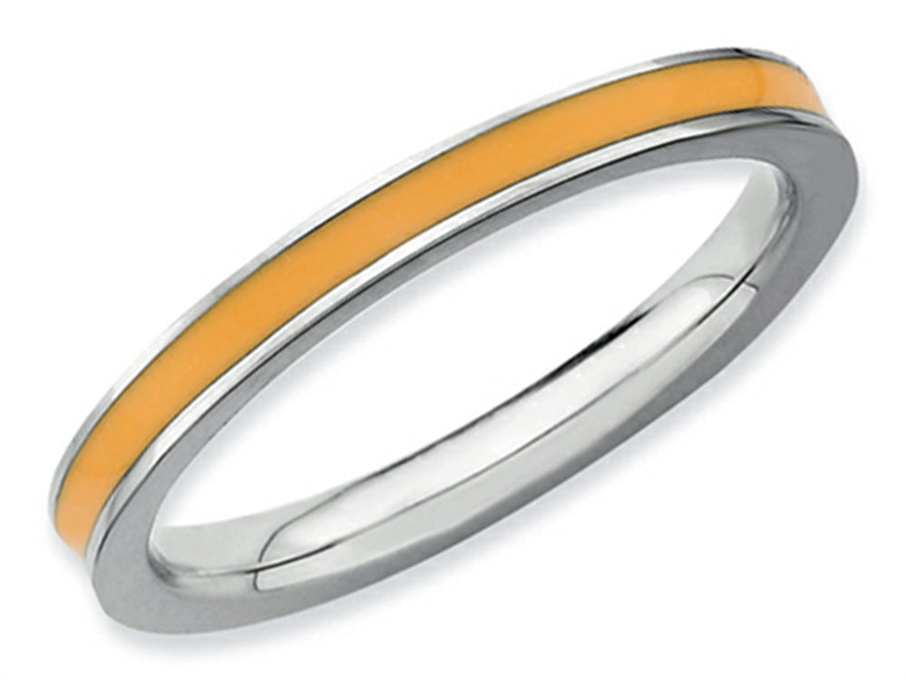 Stackable Expressions Sterling Silver Orange Enameled 2.25mm Stackable Ring