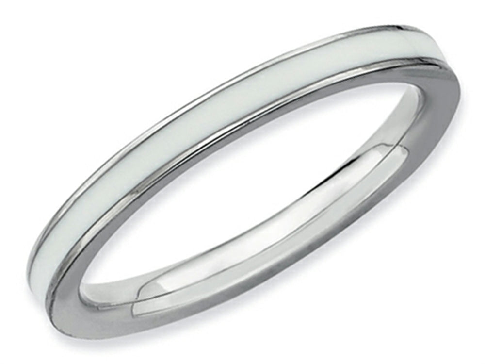 Stackable Expressions Sterling Silver White Enameled 2.25mm Stackable Ring