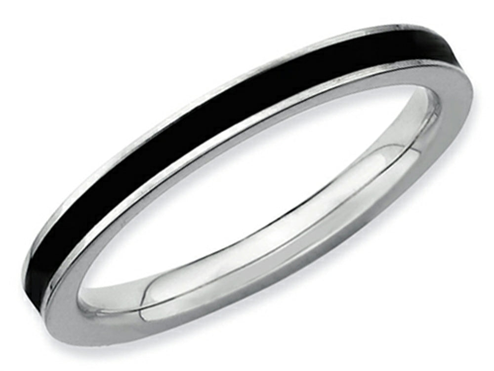 Stackable Expressions Sterling Silver Black Enameled 2.25mm Stackable Ring