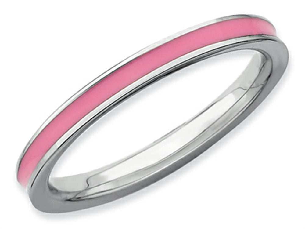 Stackable Expressions Sterling Silver Pink Enameled 2.25mm Stackable Ring