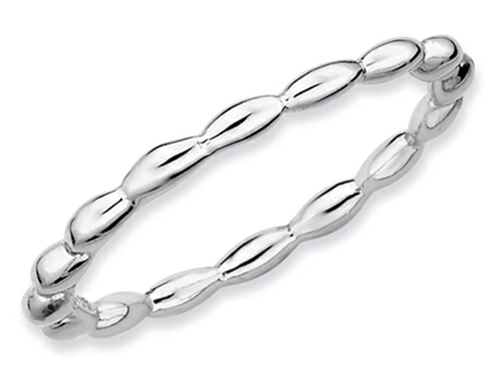 Stackable Expressions Sterling Silver Rhodium Rice Bead Stackable Ring