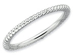 Stackable Expressions Sterling Silver Rhodium Twisted Stackable Ring