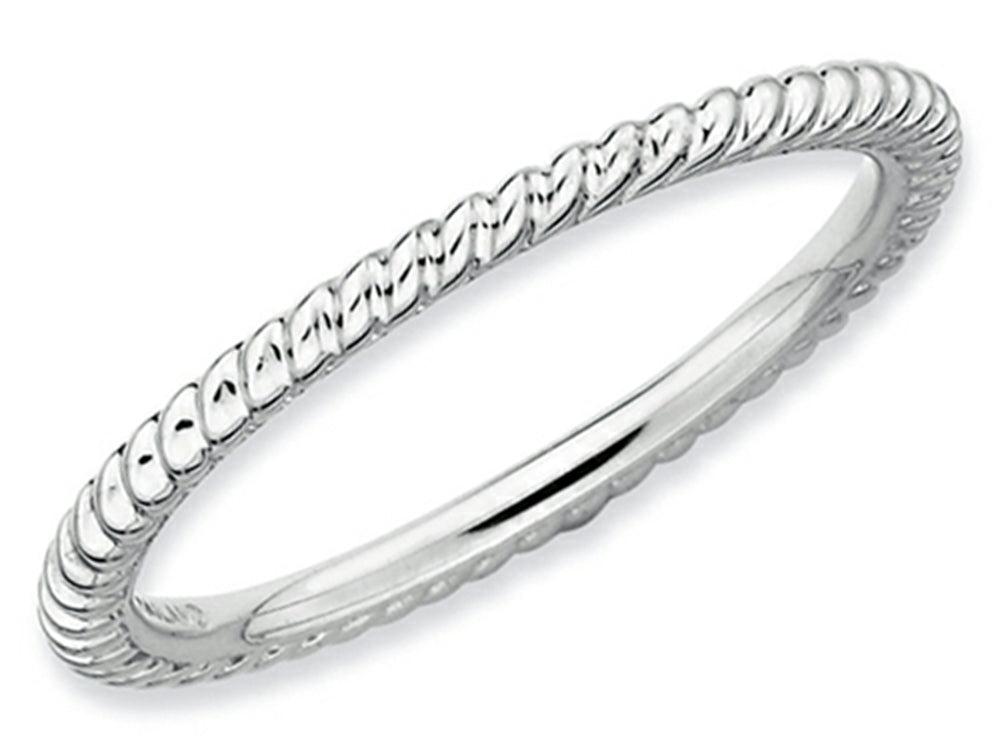Stackable Expressions Sterling Silver Rhodium Twisted Stackable Ring