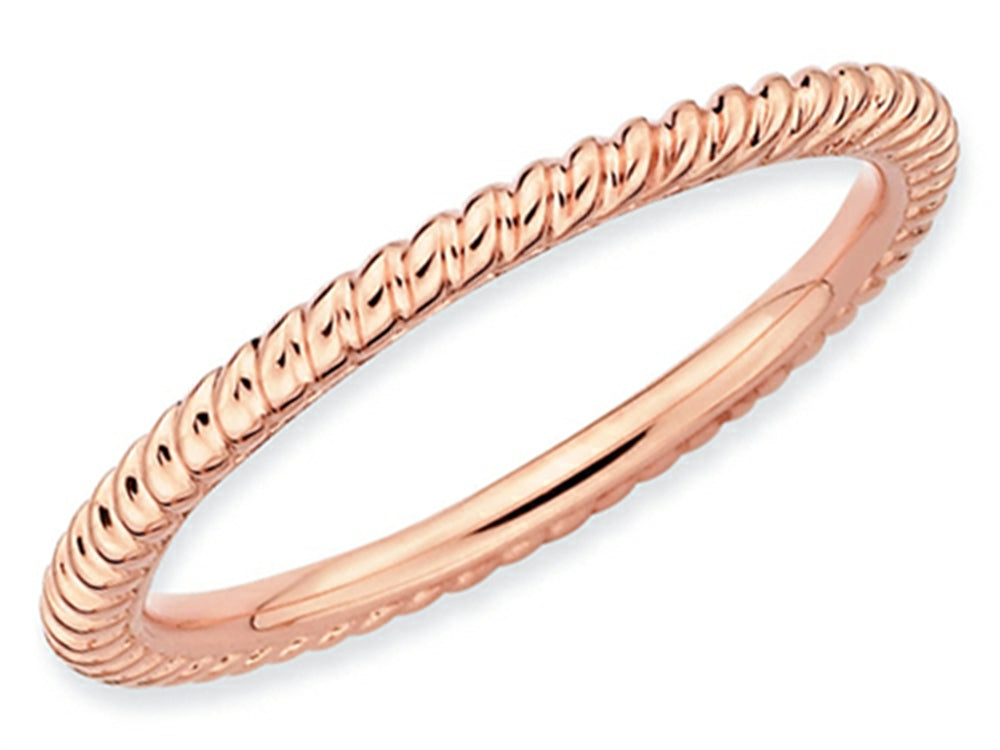 Stackable Expressions Sterling Silver Pink-plated Twisted Stackable Ring