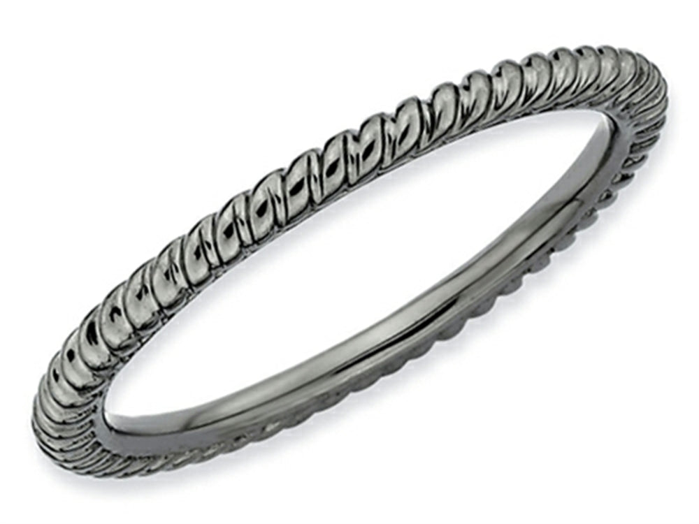 Stackable Expressions Sterling Silver Black-plated Twisted Stackable Ring