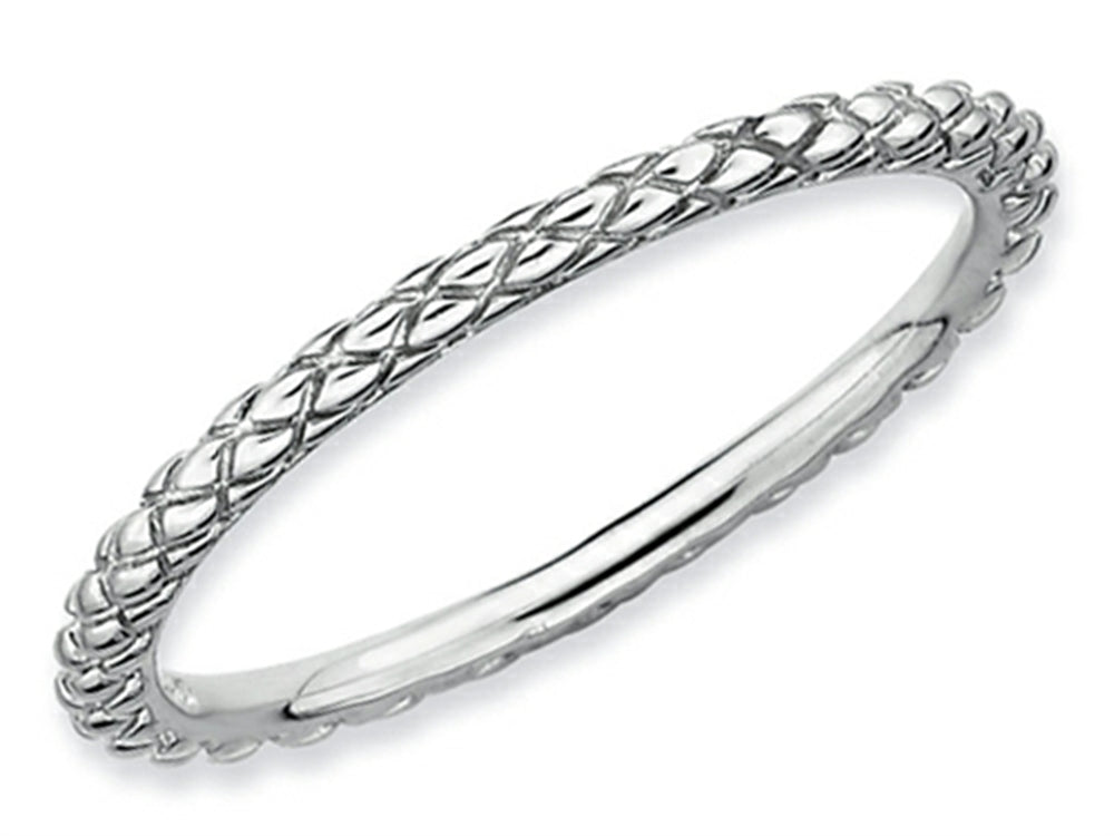Stackable Expressions Sterling Silver Rhodium Criss-cross Stackable Ring