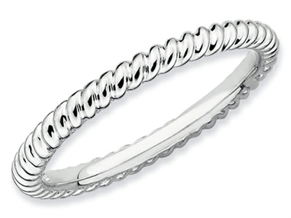 Stackable Expressions Sterling Silver Rhodium Twisted Stackable Ring