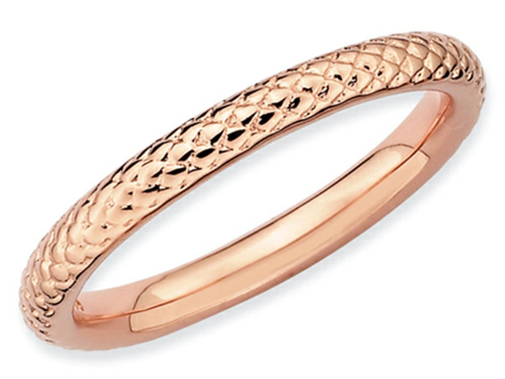 Stackable Expressions Sterling Silver Pink-plated Cable Stackable Ring