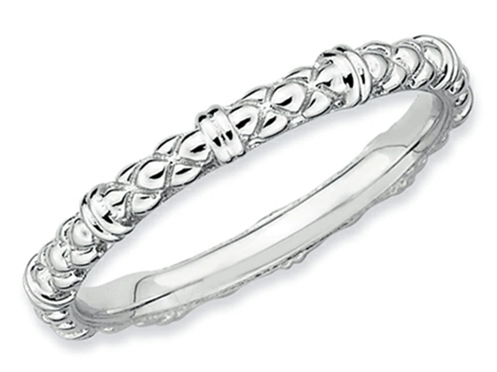 Stackable Expressions Sterling Silver Rhodium Cable Stackable Ring