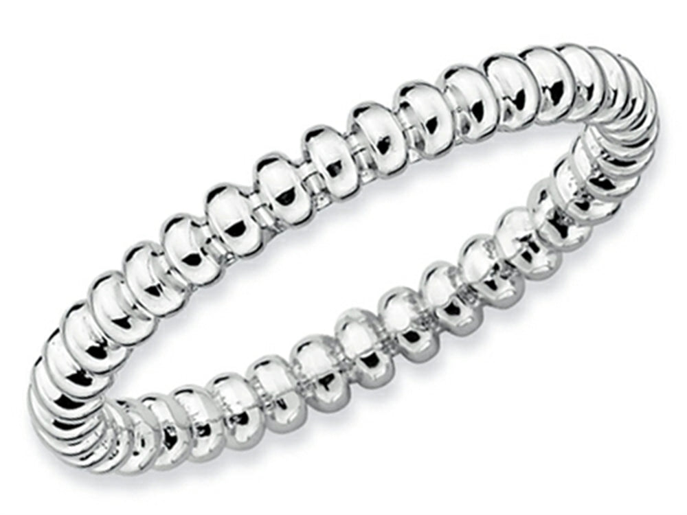 Stackable Expressions Sterling Silver Rhodium Beaded Stackable Ring