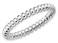 Stackable Expressions Sterling Silver Rhodium Beaded Stackable Ring