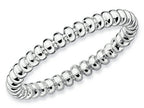 Stackable Expressions Sterling Silver Rhodium Beaded Stackable Ring