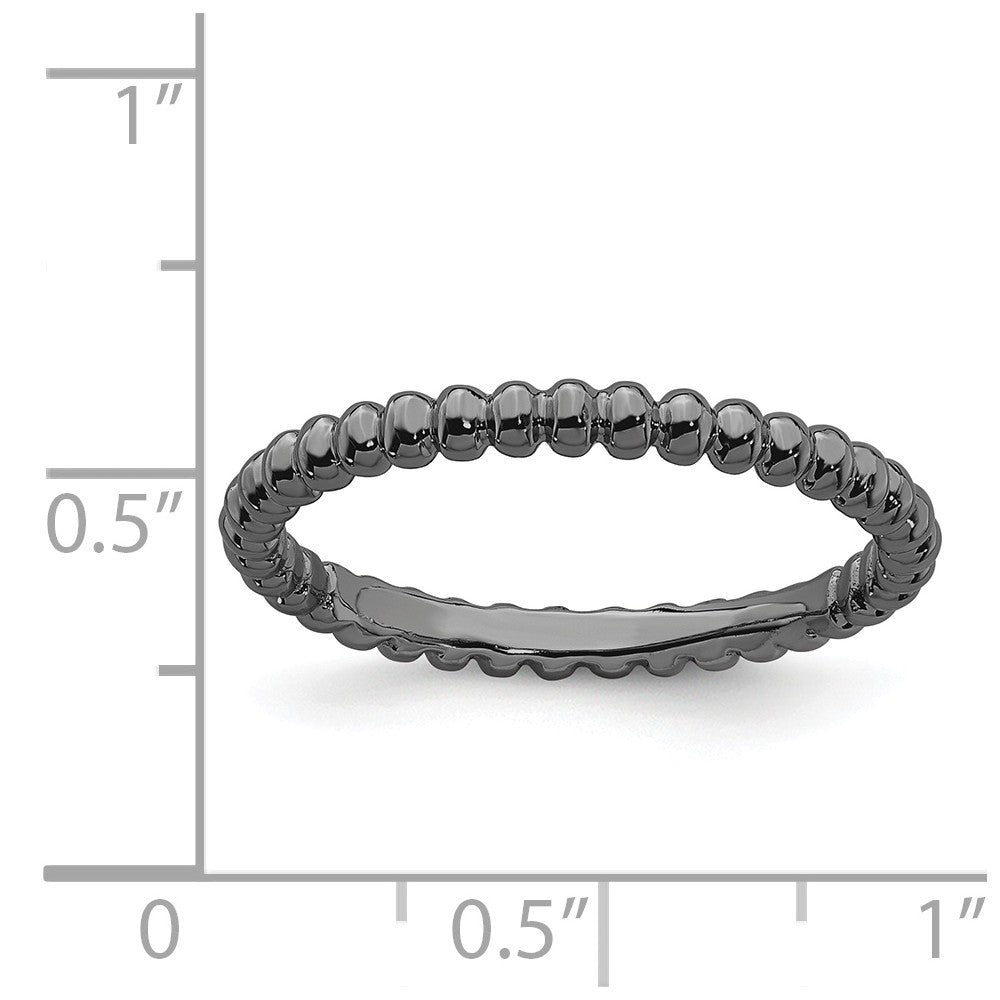 Stackable Expressions Sterling Silver Black-plated Beaded Stackable Ring