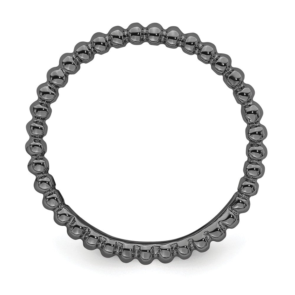 Stackable Expressions Sterling Silver Black-plated Beaded Stackable Ring