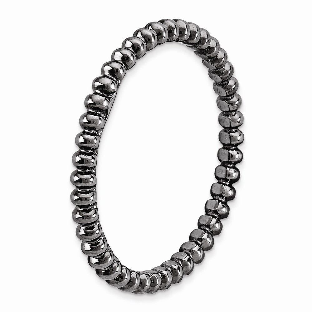 Stackable Expressions Sterling Silver Black-plated Beaded Stackable Ring