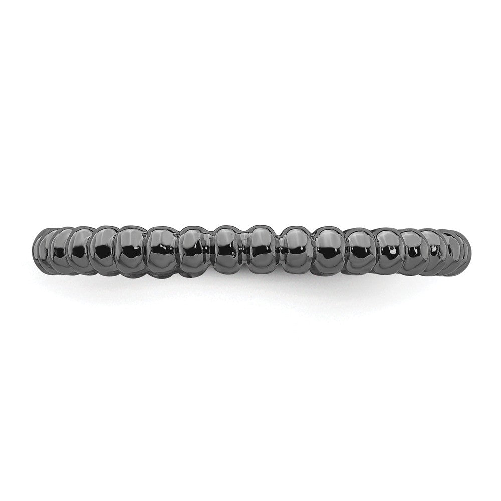 Stackable Expressions Sterling Silver Black-plated Beaded Stackable Ring