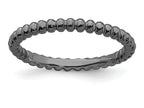 Stackable Expressions Sterling Silver Black-plated Beaded Stackable Ring