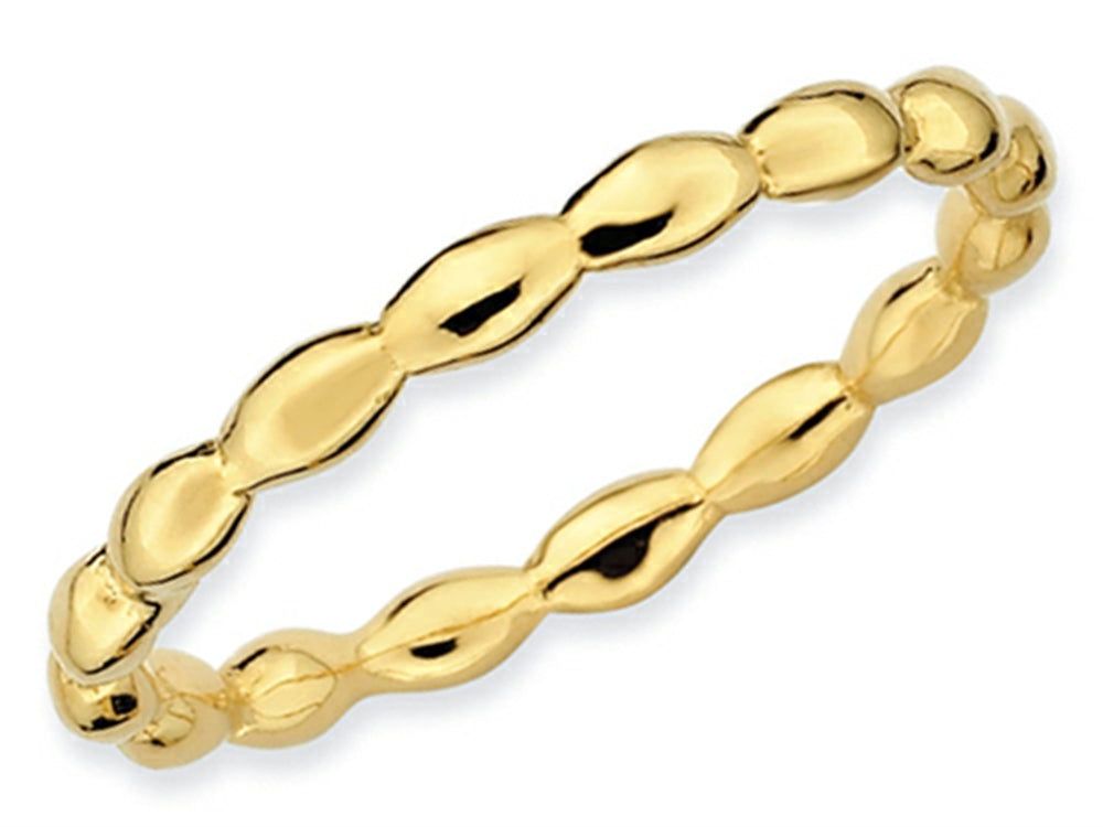 Stackable Expressions Gold Plated Sterling Silver Rice Stackable Ring