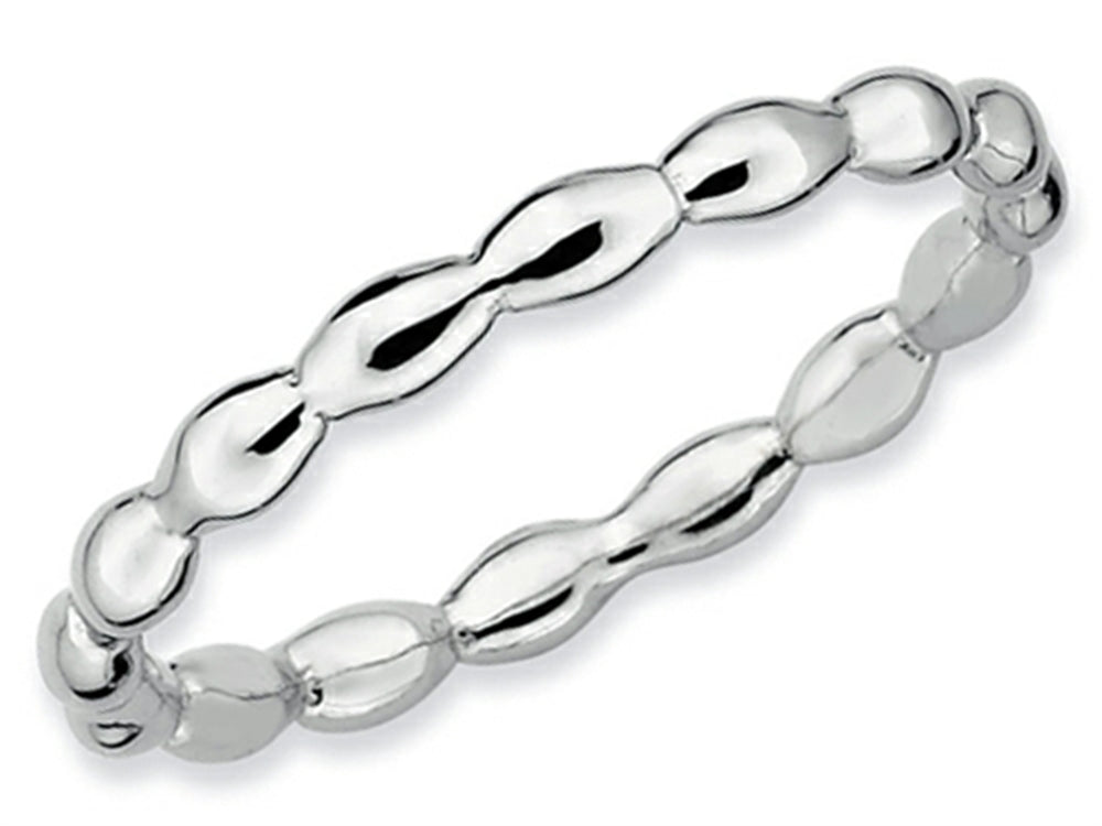 Stackable Expressions Sterling Silver Rhodium Rice Stackable Ring