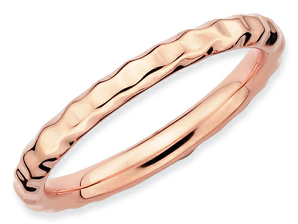 Stackable Expressions Sterling Silver Pink-plated Hammered Stackable Ring