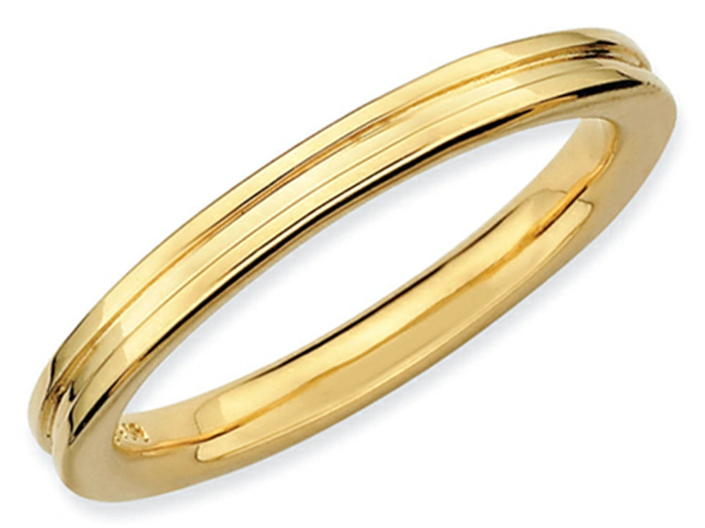 Stackable Expressions Gold Plated Sterling Silver Grooved Stackable Ring