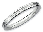 Stackable Expressions Sterling Silver Rhodium Grooved Stackable Ring
