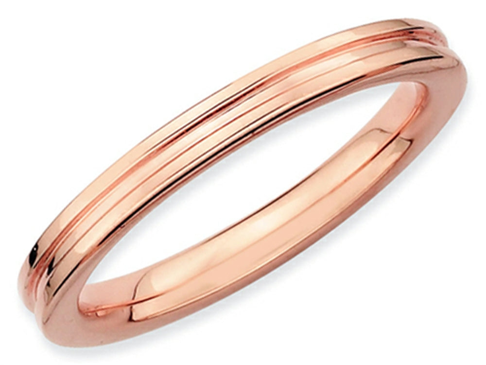 Stackable Expressions Sterling Silver Pink-plated Grooved Stackable Ring
