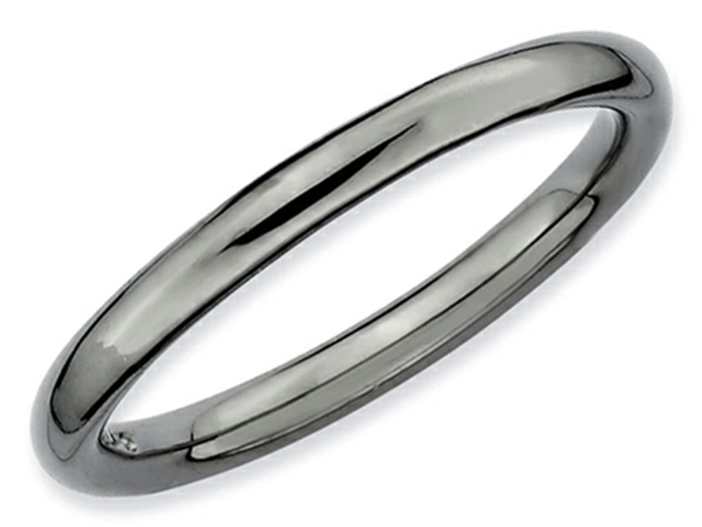 Stackable Expressions Sterling Silver Black-plated Polished Stackable Ring