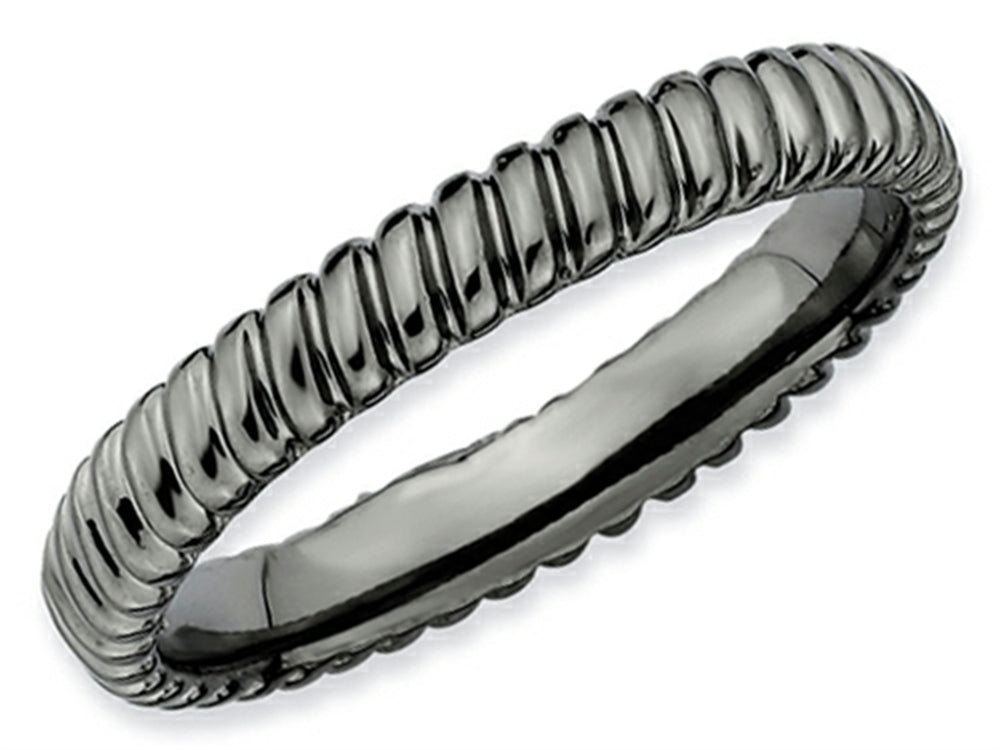 Stackable Expressions Sterling Silver Black-plated Stackable Ring