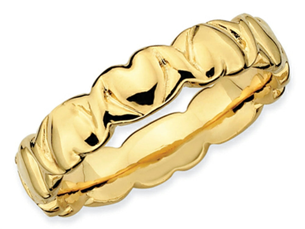 Stackable Expressions Gold Plated Sterling Silver Hearts Stackable Ring