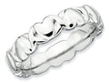 Stackable Expressions Sterling Silver Rhodium Hearts Stackable Ring